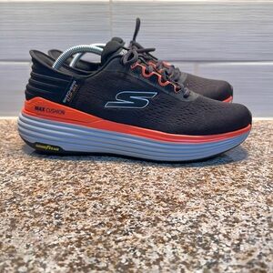Skechers Men’s Black with Orange Accent Max Cushion Sneakers